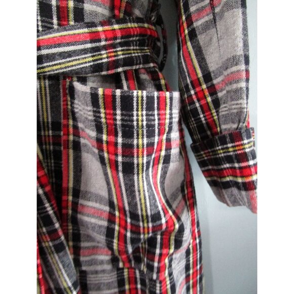 Vintage 1940s Sears Pilgrim Plaid Robe Mens M Cozy Wool Flannel Snap On Belt GUC - Picture 12 of 16